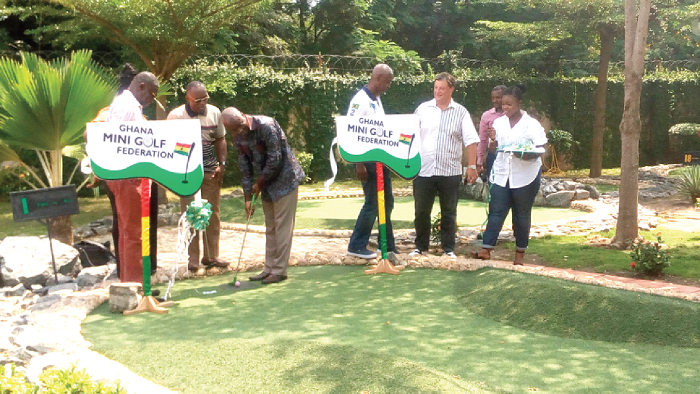  Nii Lante Vanderpuye playing minigolf yesterday 